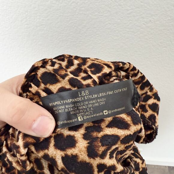 [Lucky & Blessed] Brown Leopard Print Double Side Slit Faux Wrap Maxi Skirt 2X - Picture 11 of 12